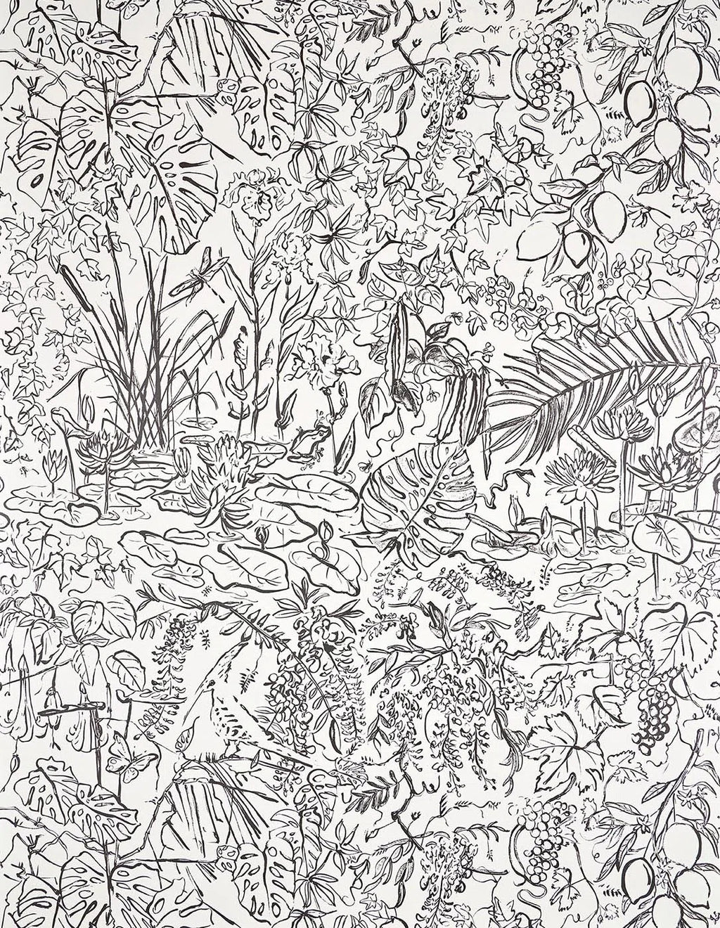 Flore wallpaper in Fusain