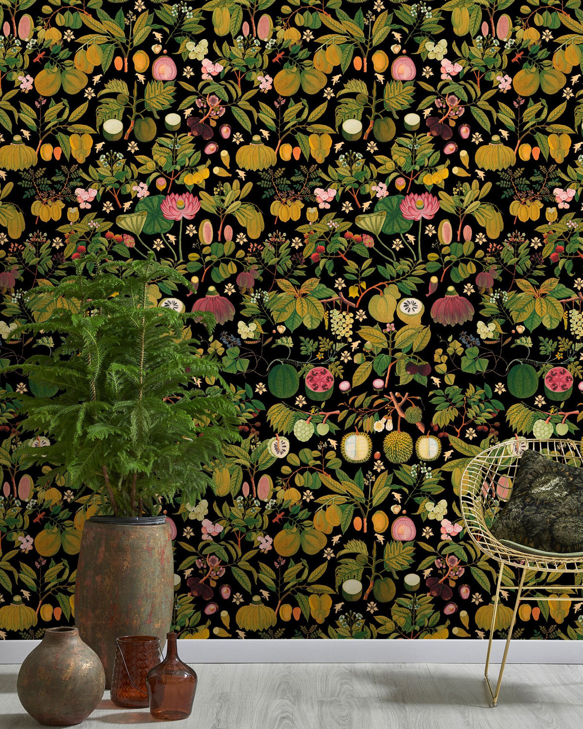 ASIAN FRUITS AND FLOWERS WALLPAPER