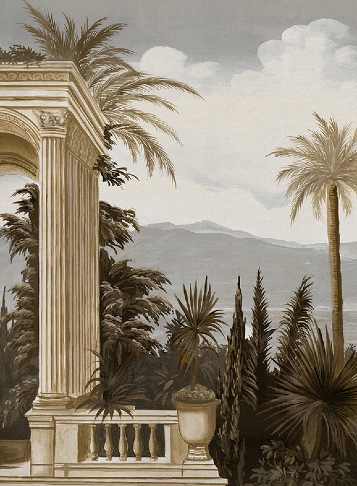 Ananbô Riviera — Sepia Wall Mural