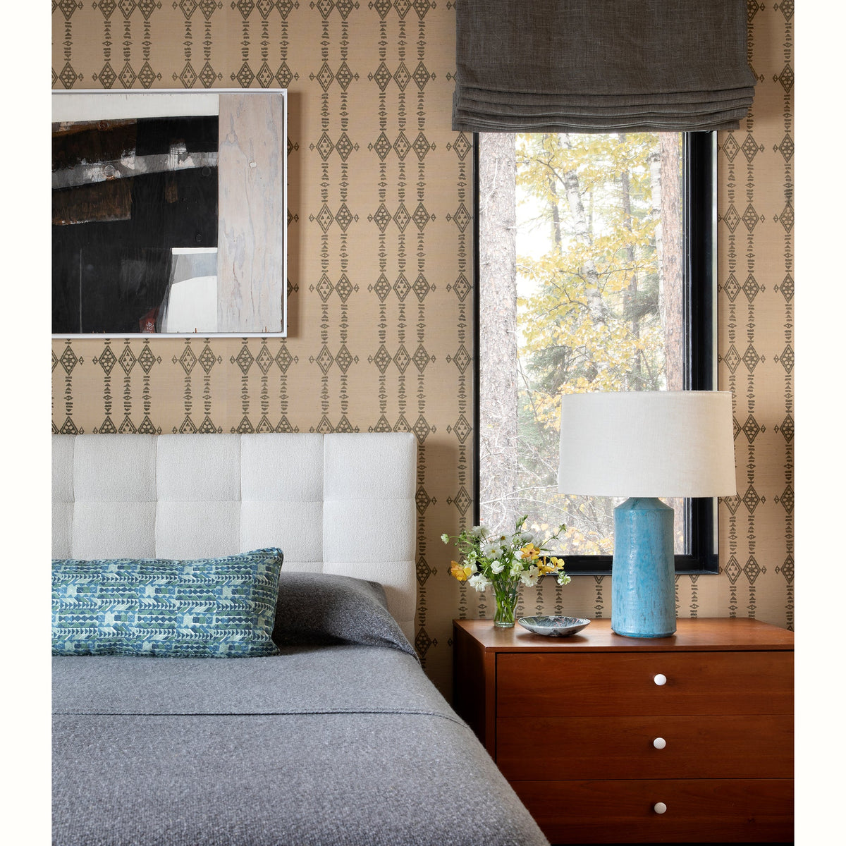 Berber Grasscloth Wallpaper by Peter Dunham - Sky/Indigo