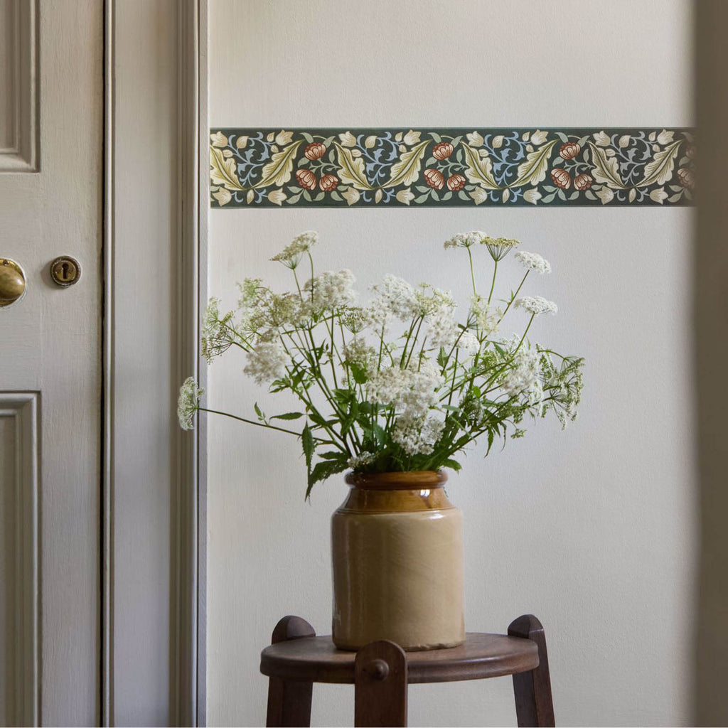 Bluebell & Peony Border in Bayleaf/Manilla by Morris & Co.