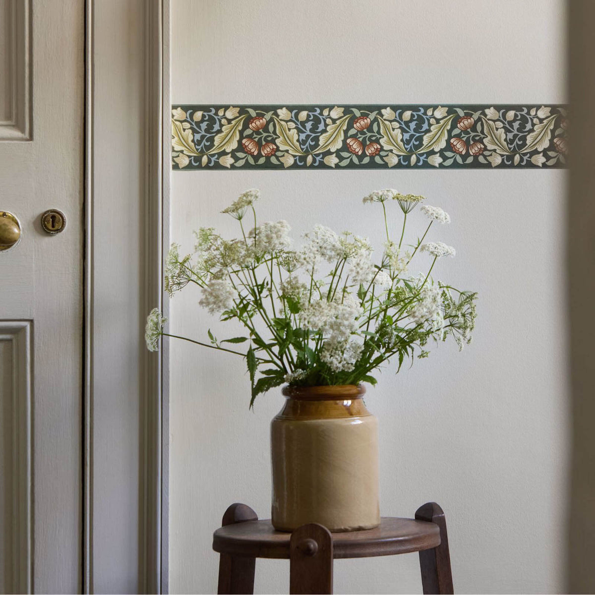 Bluebell & Peony Border in Bayleaf/Manilla by Morris & Co.
