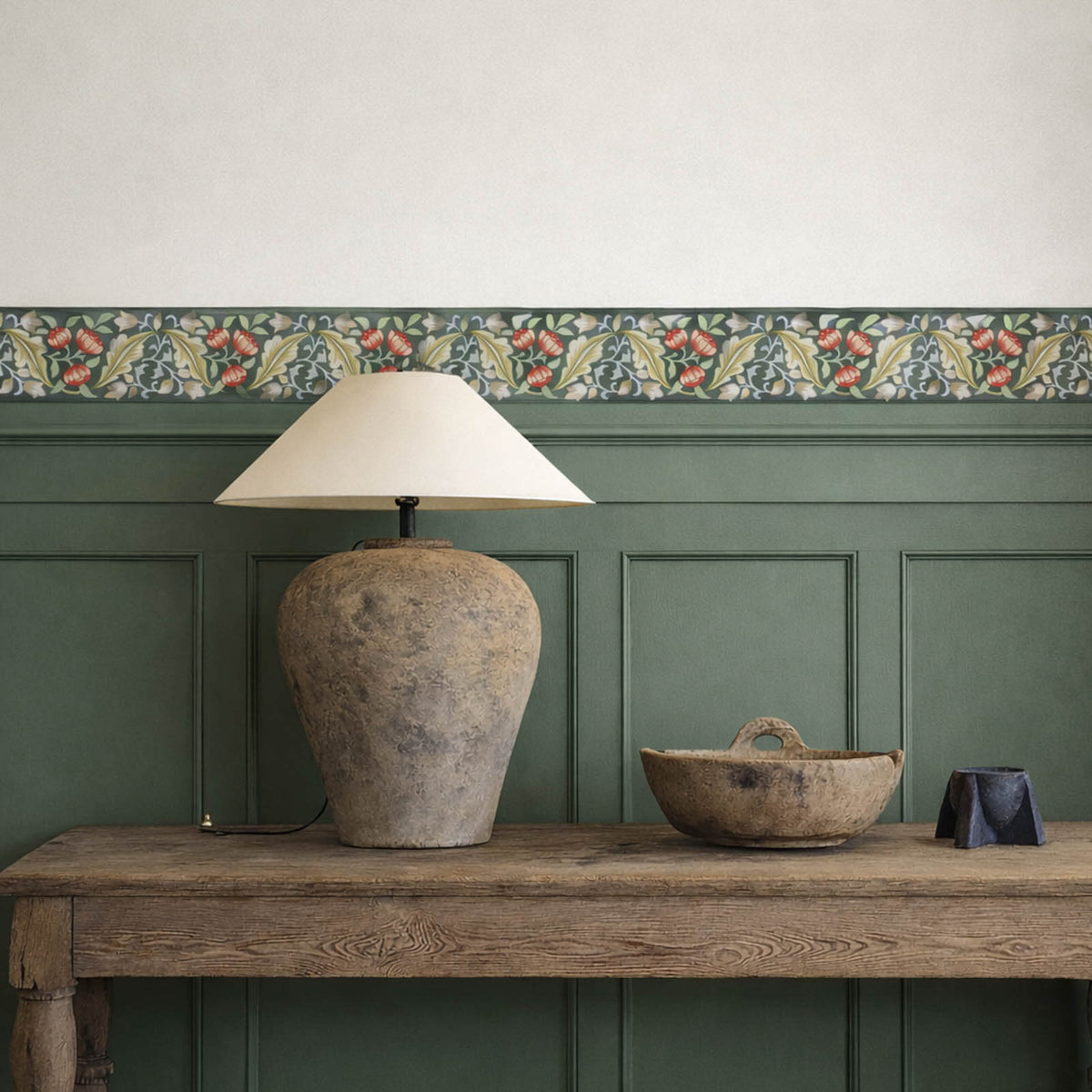 Bluebell & Peony Border in Bayleaf/Manilla by Morris & Co.