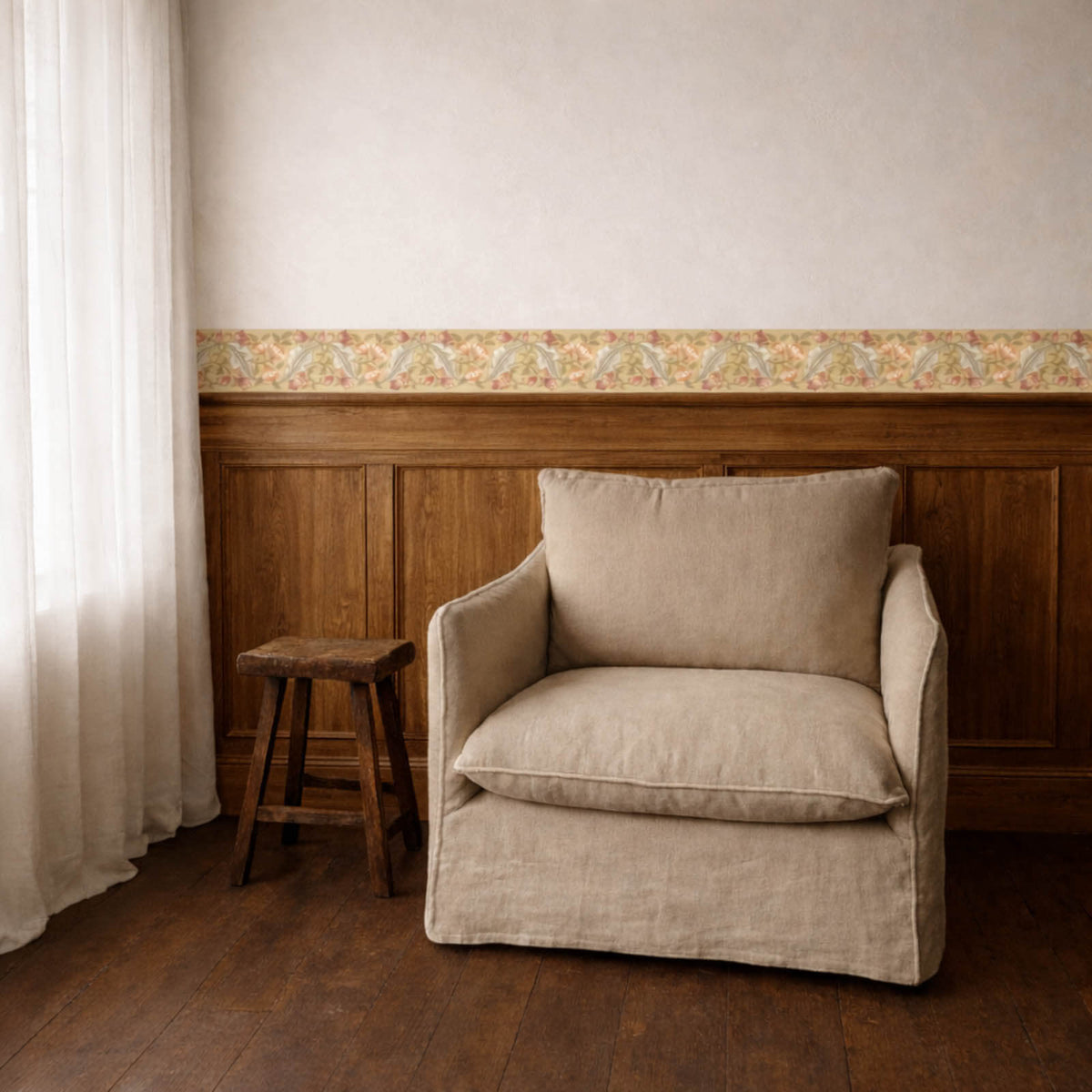 Bluebell & Peony Border in Gold/Madder by Morris & Co.
