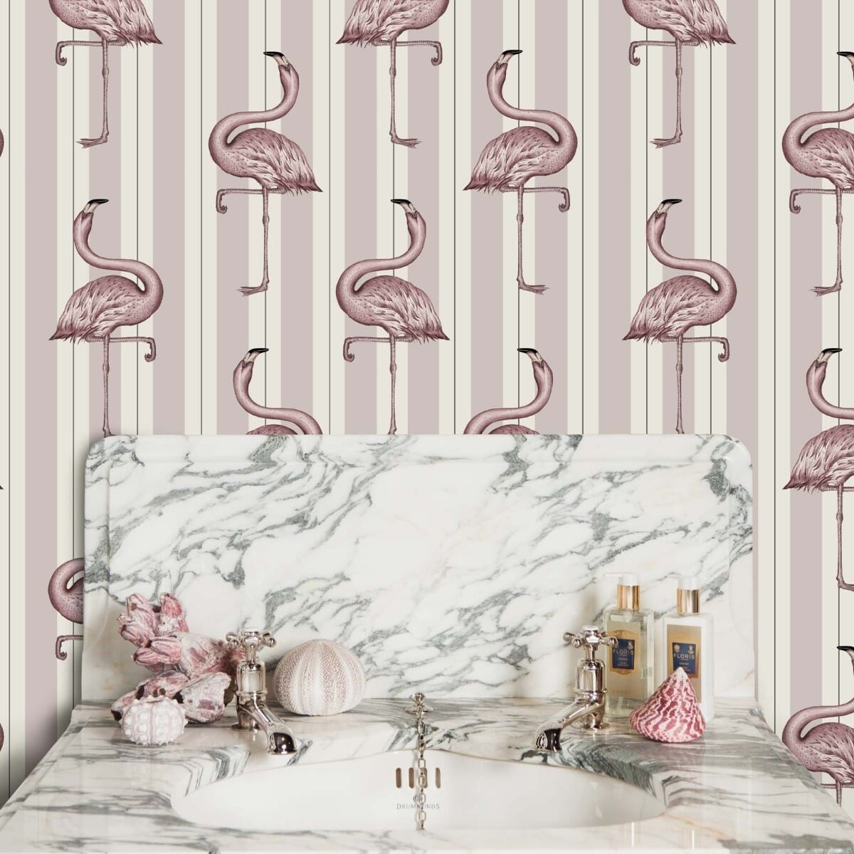 FLAMBOYANCE Wallpaper - Off White & Macaroon Pink