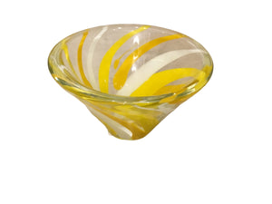 YELLOW AND WHITE SWIRL GLASS BOWL