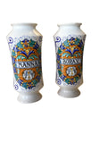 pair hand decorated vases