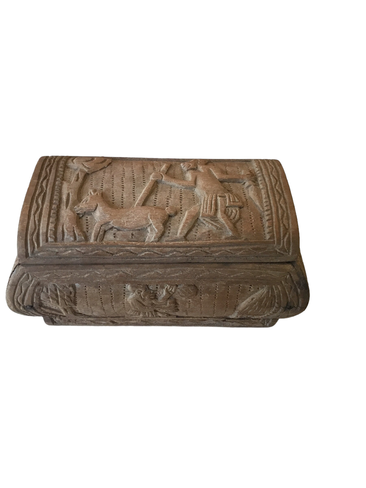 ethnic hand carved wood box with lid