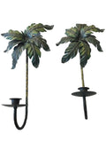 pair verde gris palm candle holders