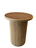 round bamboo side table