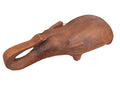 carved wooden elephant with metal tusks