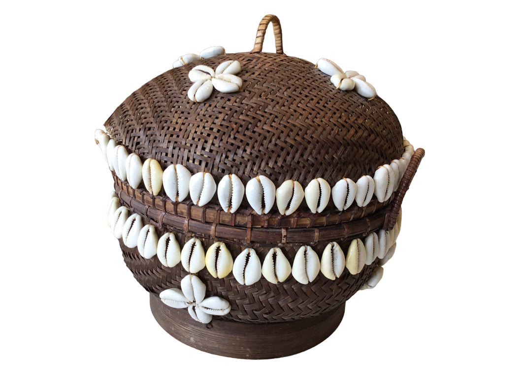 african beaded shell basket