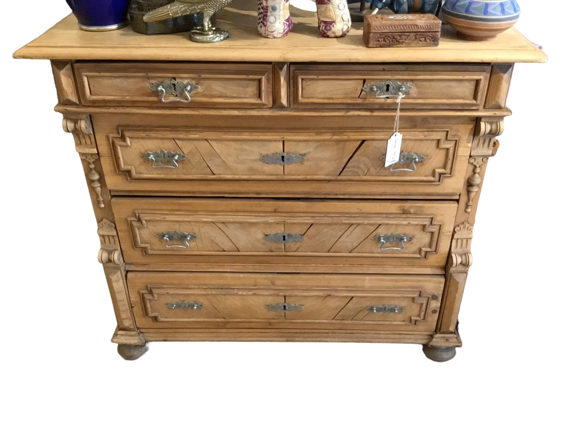pine carved chest