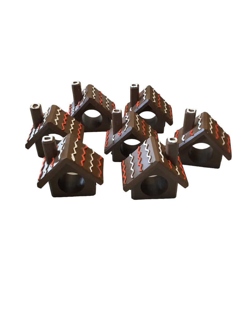 gingerbread house napkin rings - set of 7