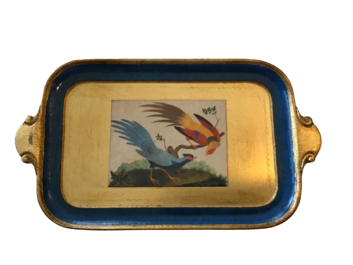 Italian Bird Blue & Gold Tray