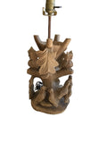 handcarved tree lamp with birds