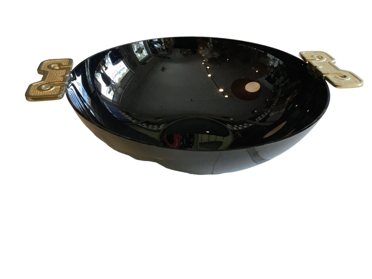black laqured serving bowl
