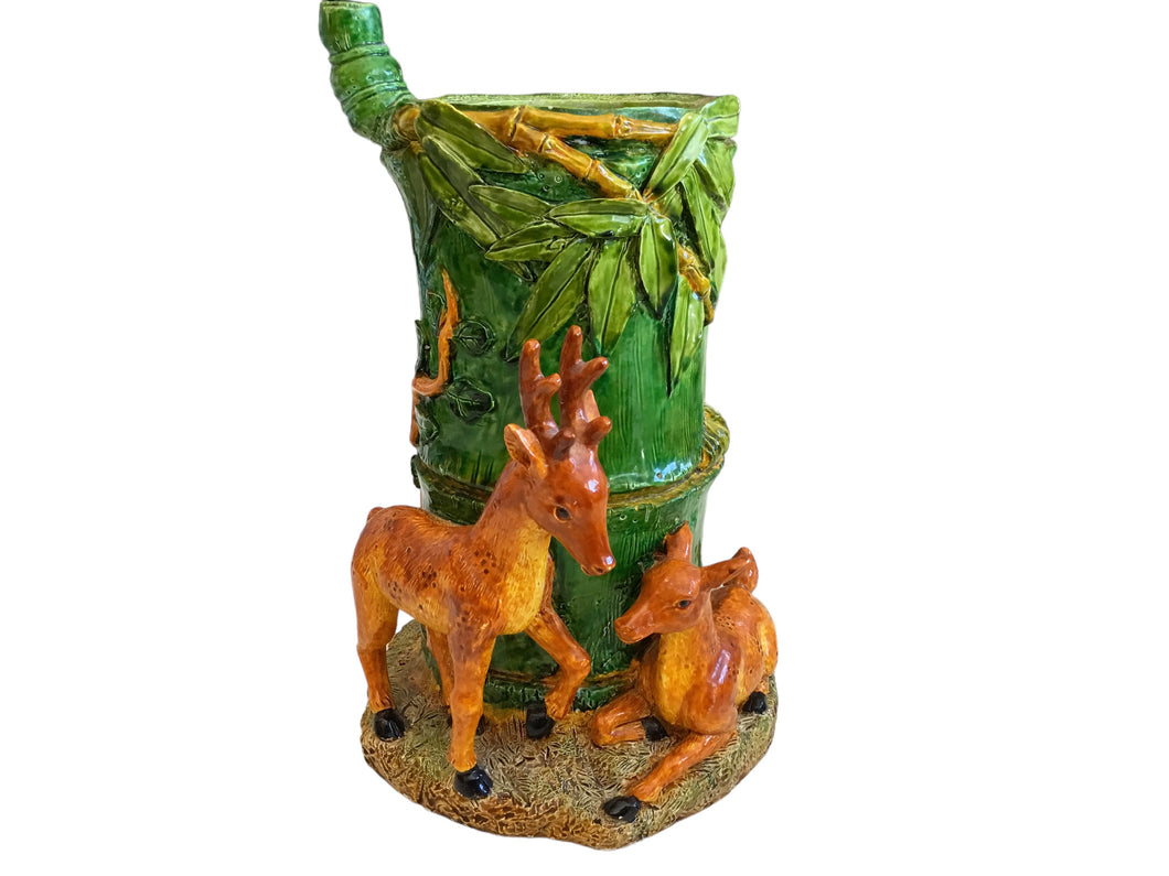 bamboo & deers vase