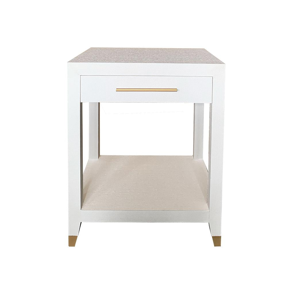 hand-wrapped white rafia side table