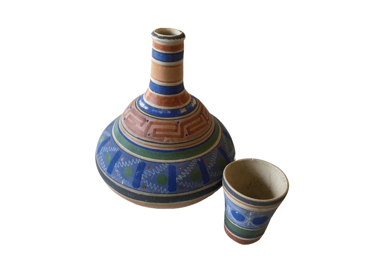 mexican folk art decanter w/ cup