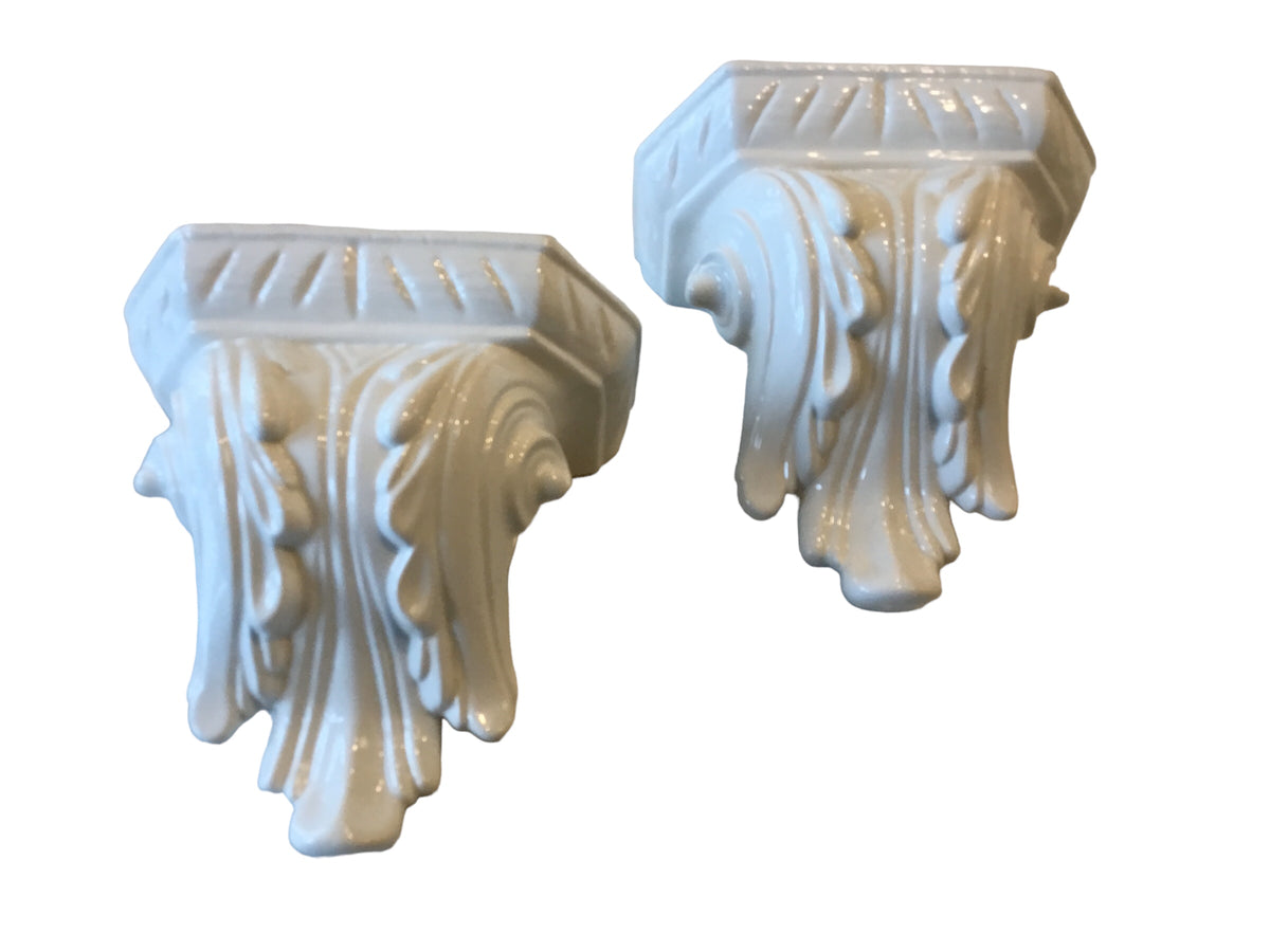 pair of white glazed wall sconce