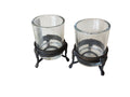 pair of tealight holder on metal stand