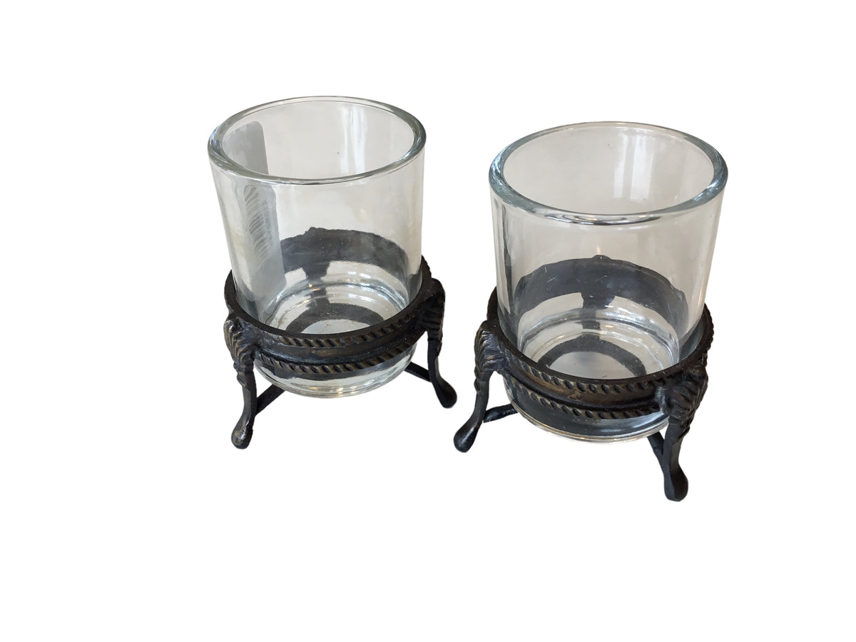 pair of tealight holder on metal stand