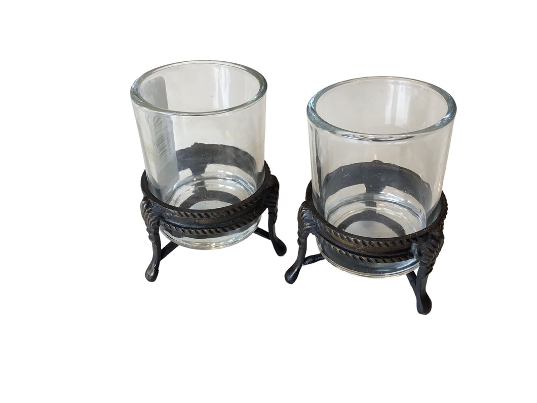 PAIR OF TEALIGHT HOLDER ON METAL STAND