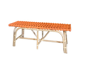 Orange rattan bench