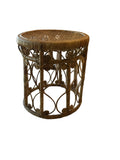bamboo round side table w/ scrolls