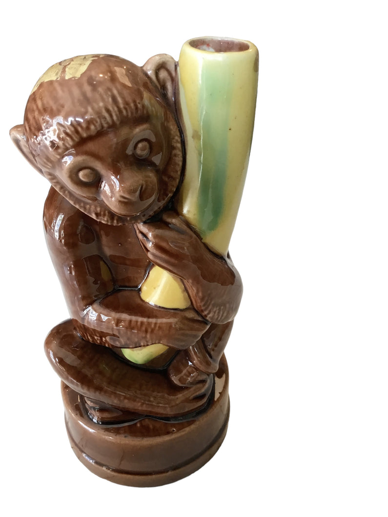 ceramic monkey with banana vase