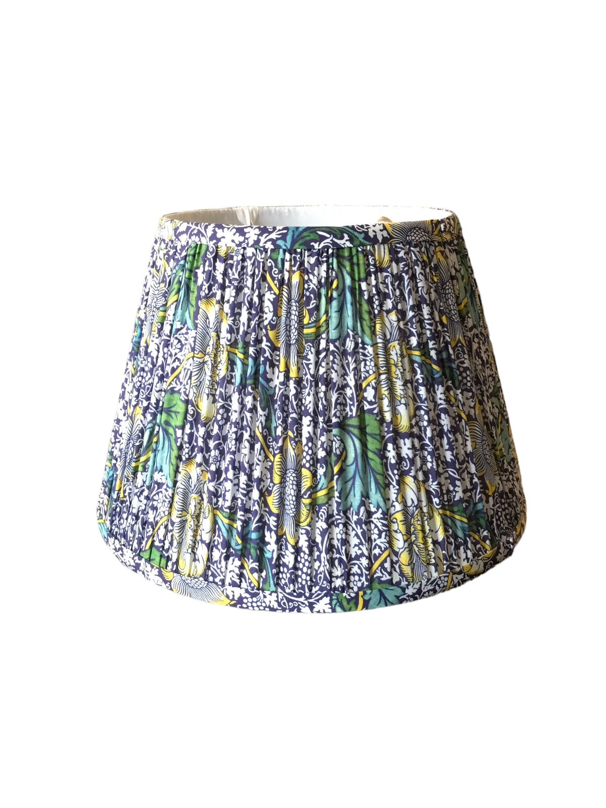 pair green & yellow floral 16 inch drum shades