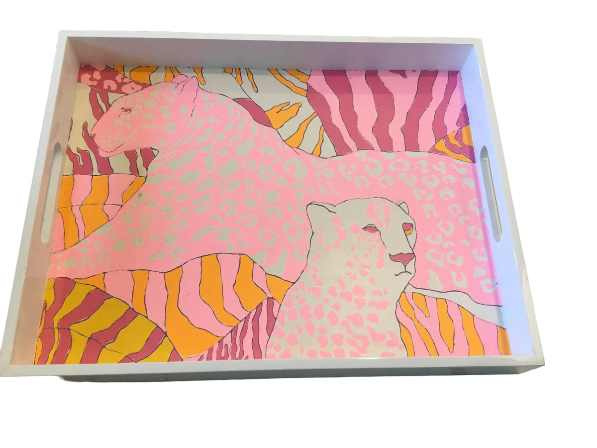 pink and white lepoard tray