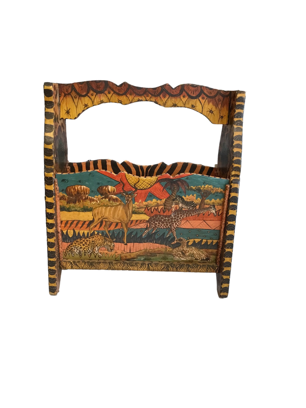 hand painted african magazine stand