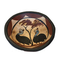 handpained guineafowl on wood bowl
