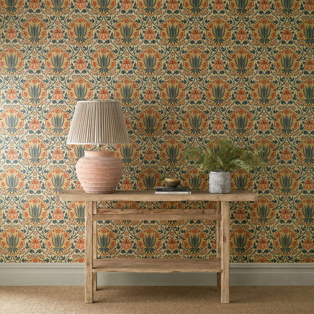 Iris & Rose in Indigo/Crimson by Morris & Co.