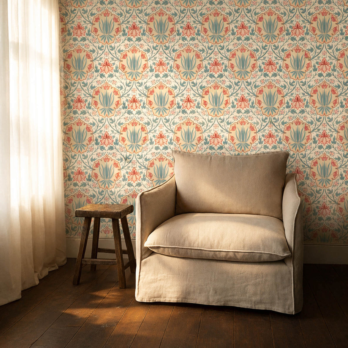 Iris & Rose in Indigo/Crimson by Morris & Co.