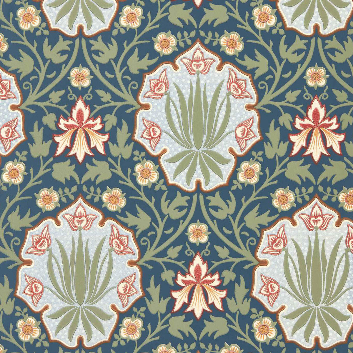 Iris & Rose in Indigo/Thyme by Morris & Co.