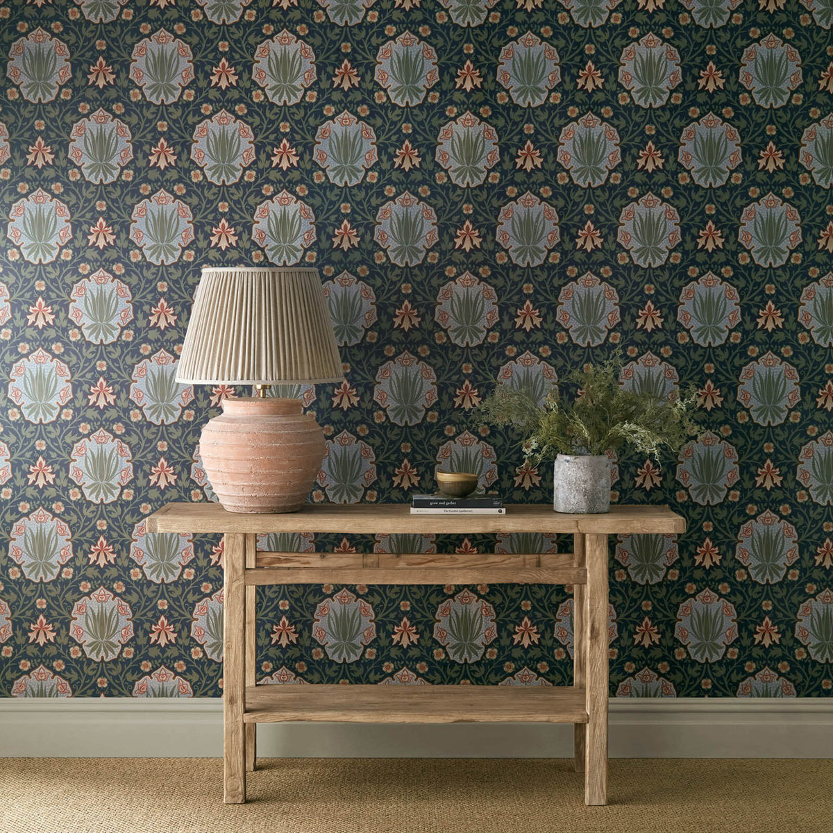 Iris & Rose in Indigo/Thyme by Morris & Co.