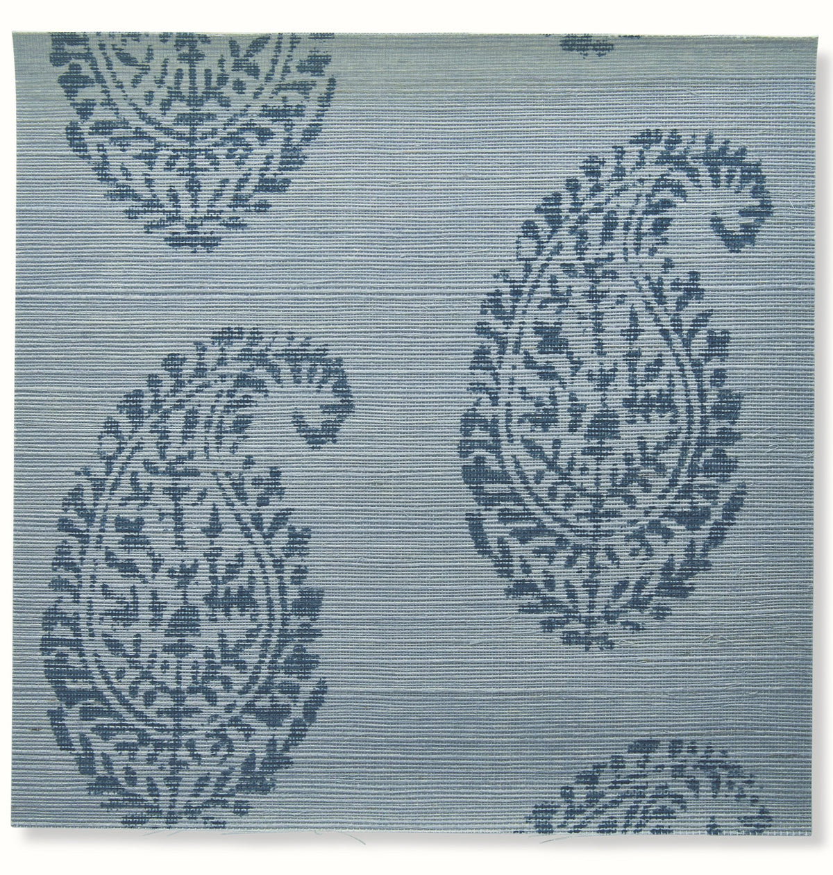 Kashmir Paisley Grasscloth Wallpaper by Peter Dunham - Sky/Red