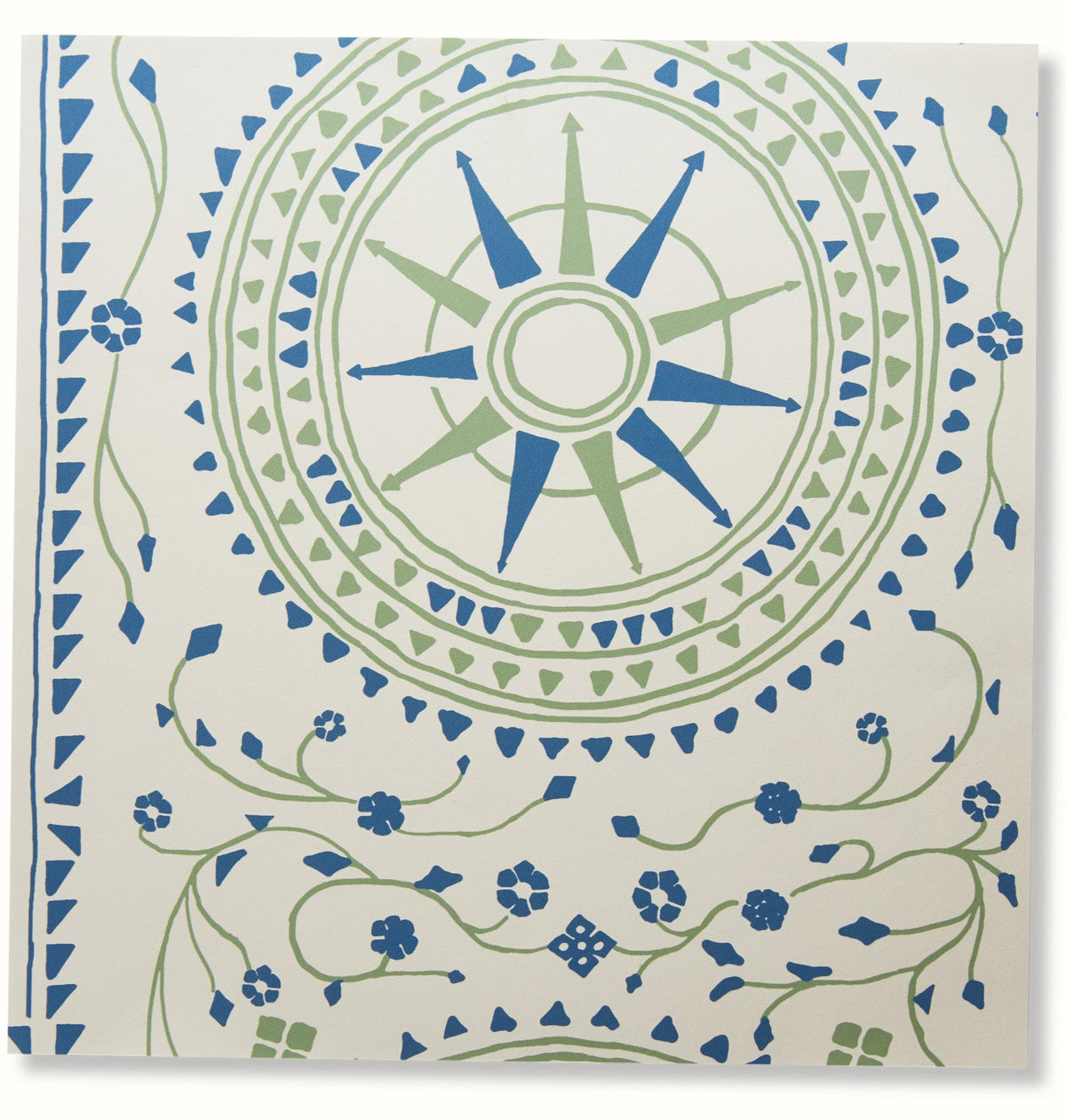 Leila Wallpaper by Peter Dunham - Blue/Green on White