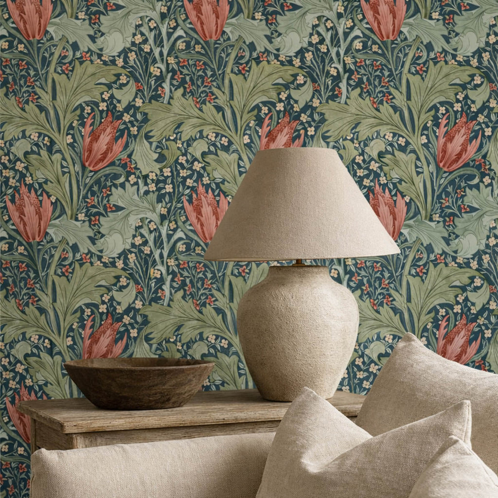 Lent Lily in Indigo/Madder by Morris & Co.