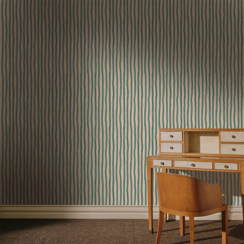 ARTIST'S STRIPE Wallpaper - Euphorbia & Alabaster