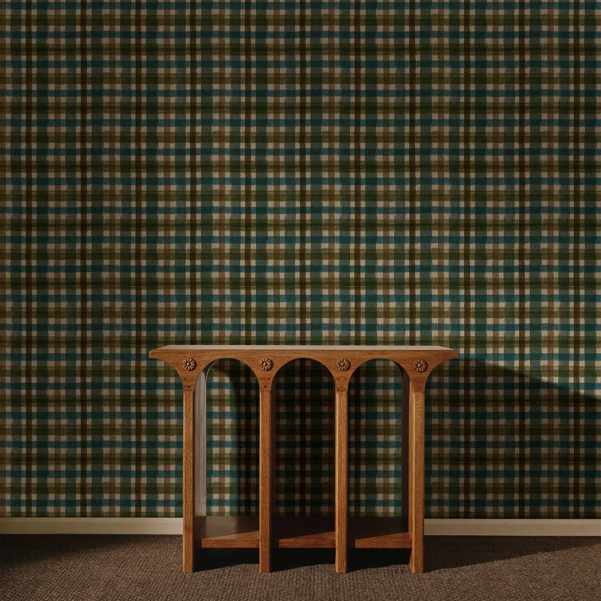LONDON FIELDS CHECK Wallpaper - Cerulean