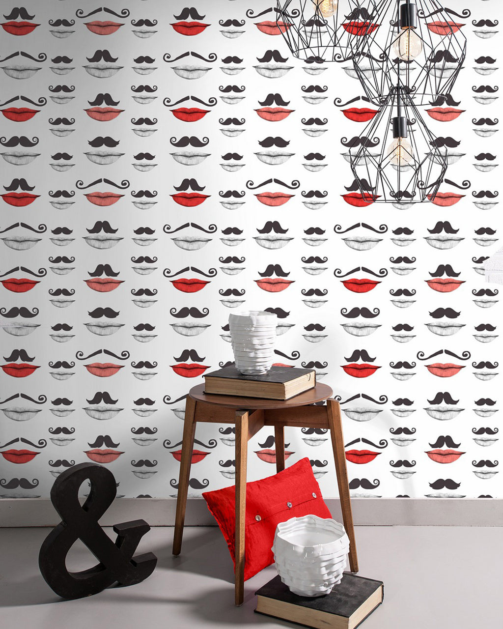 MOUSTACHE AND LIPS WALLPAPER