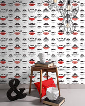 Load image into Gallery viewer, MOUSTACHE AND LIPS WALLPAPER