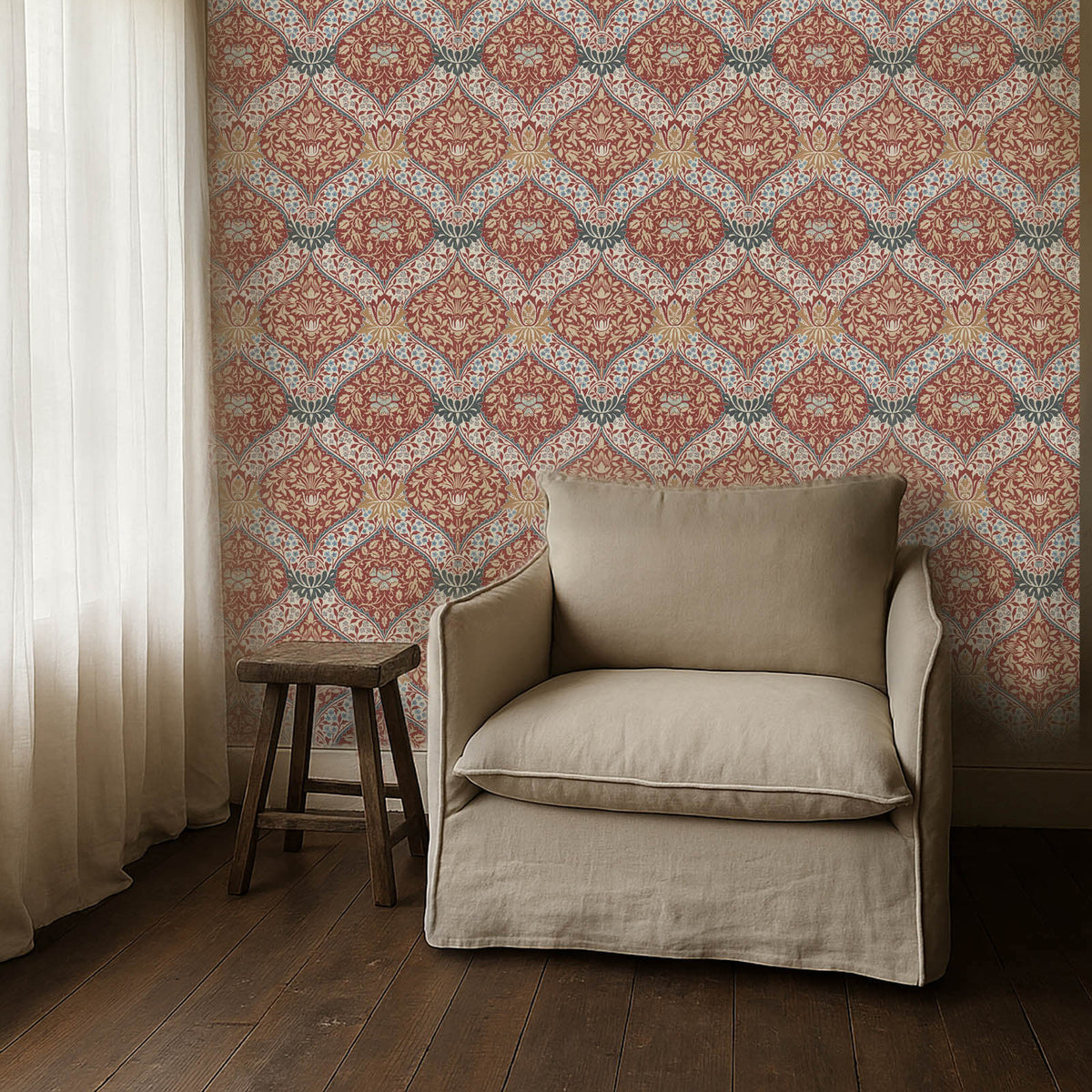 Norbury in Slate/Madder by Morris & Co.