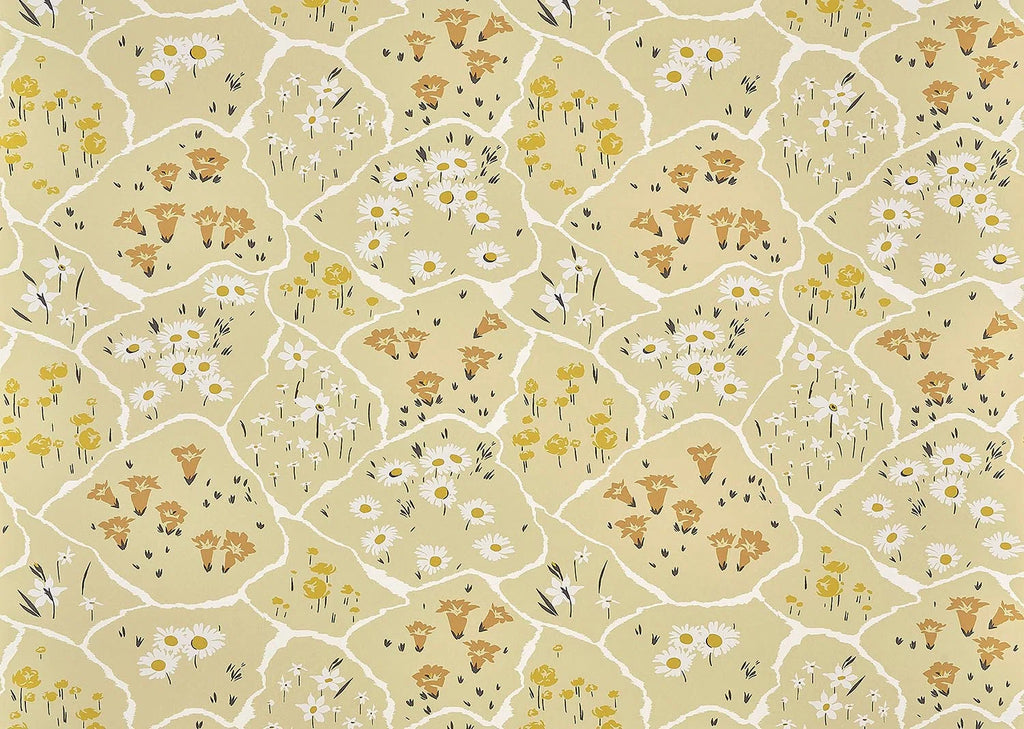Champ fleuri wallpaper in Ocre