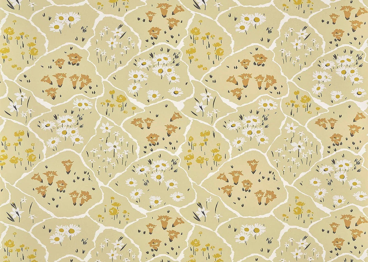 Champ fleuri wallpaper in Ocre