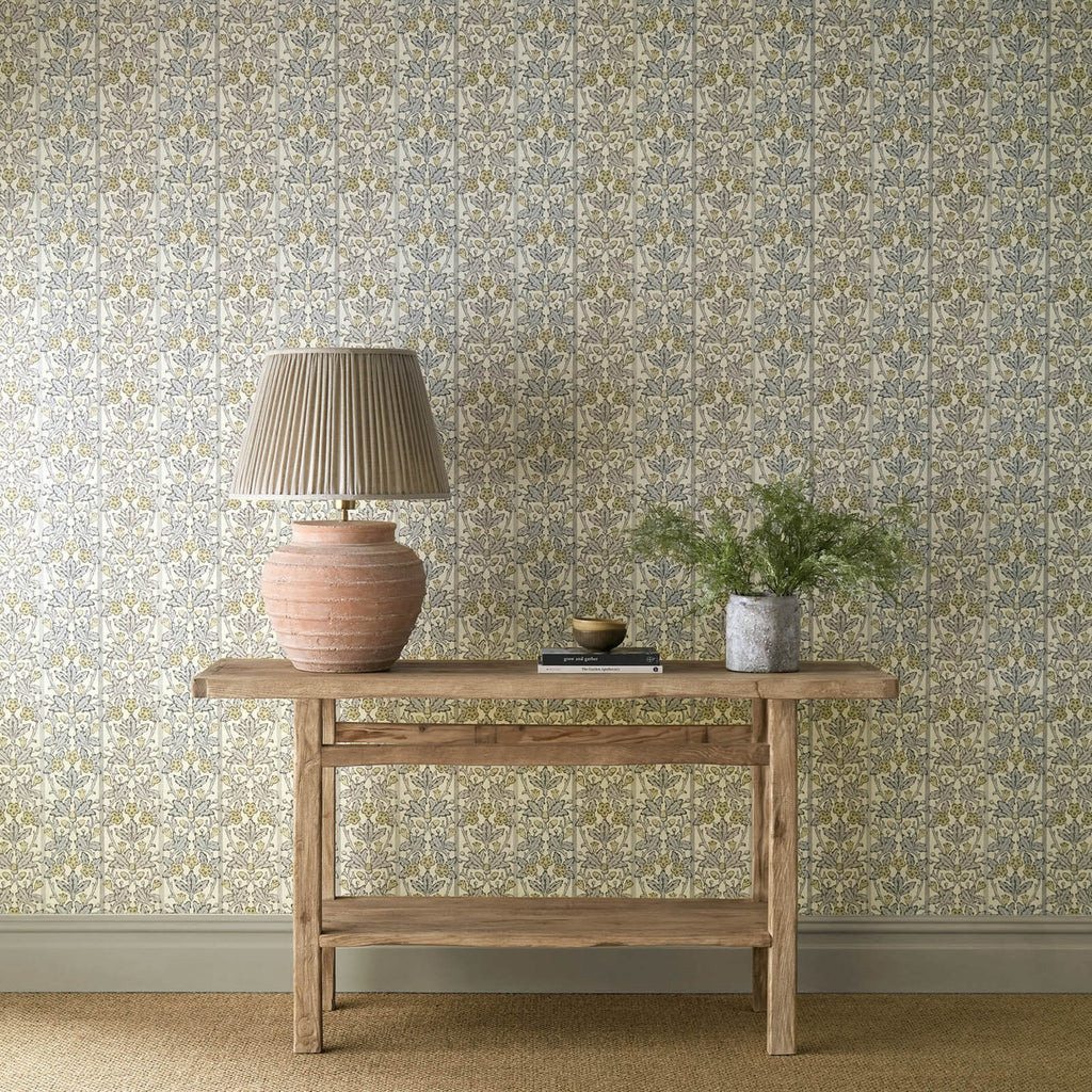 Oak & Blossom in Mineral Blue/Linen by Morris & Co.